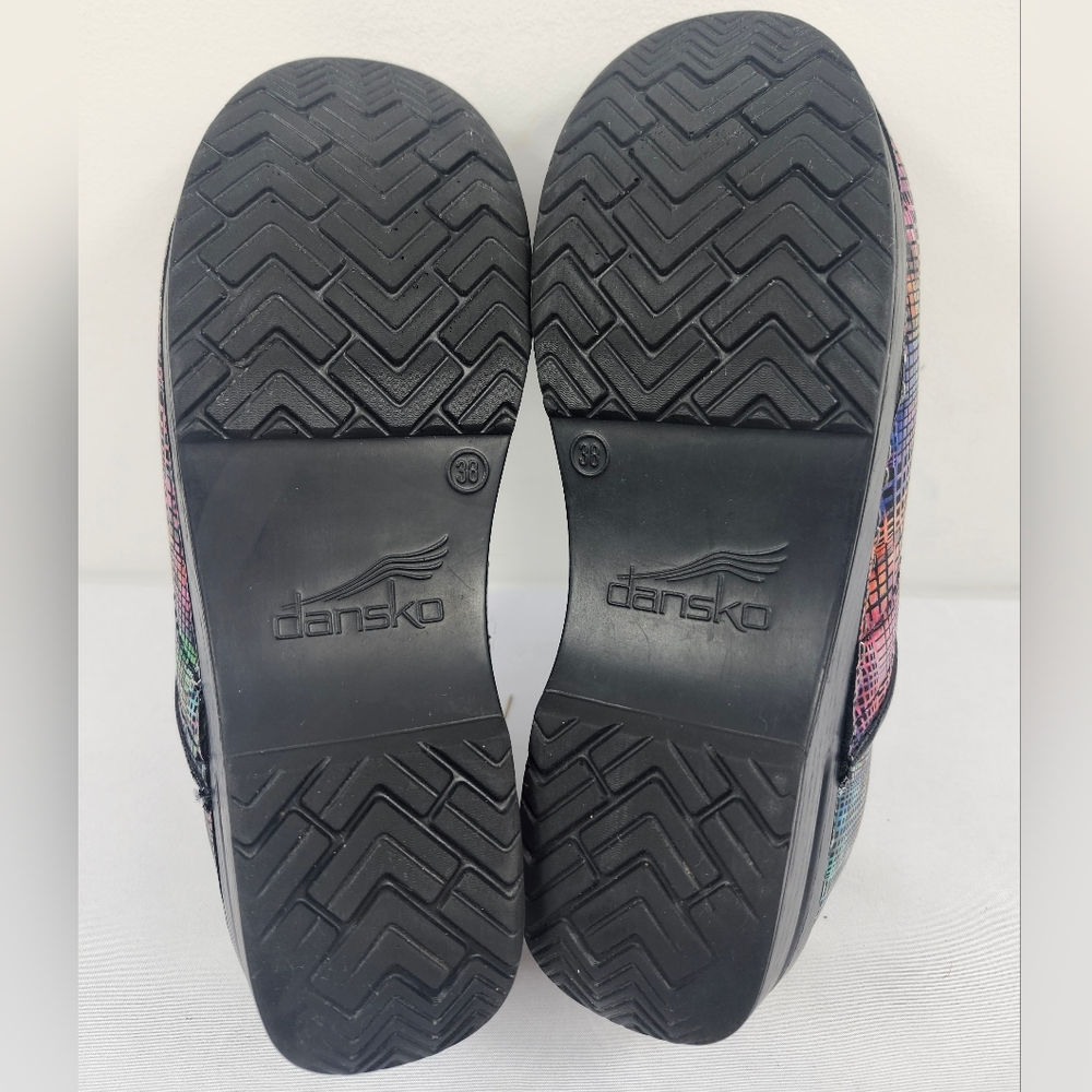 Dansko Multicolor Grid-Pattern Clogs - Picture 7 of 9